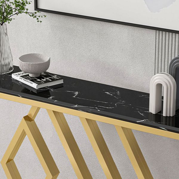 Contemporary Marble Console Sofa Table Rectangle Iron End Table for Hall