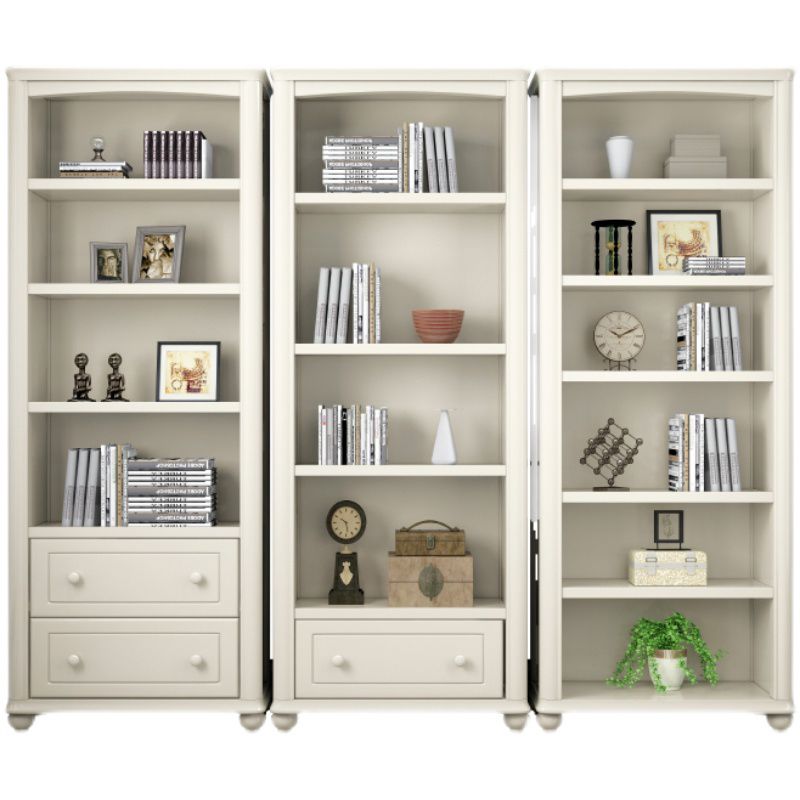 Wood Standard Bookshelf White Contemporary Bookcase with Shelves