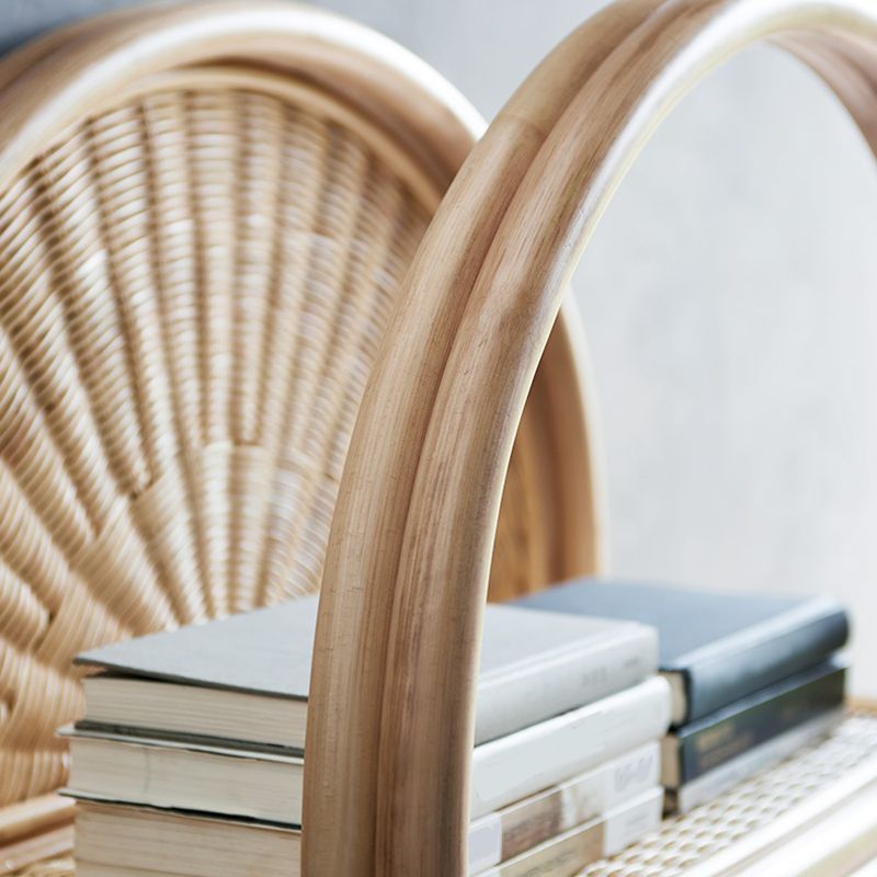 Modern Vertical Bamboo Bookshelf Closed Back Natural Shelf Bookcase for Bedroom