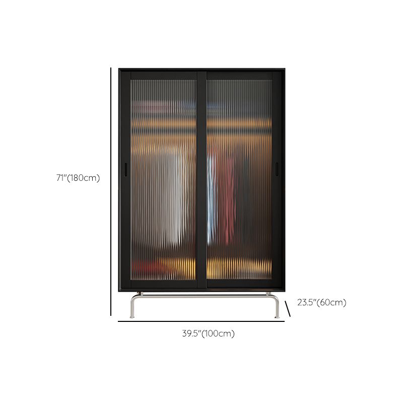Pine Wood Black Storage Cabinet Modern Cabinet with Glass Doors
