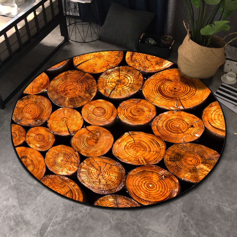Creative Indoor Rug Polyester 3D Tree Rings Carpet Washable Rug for Living Room