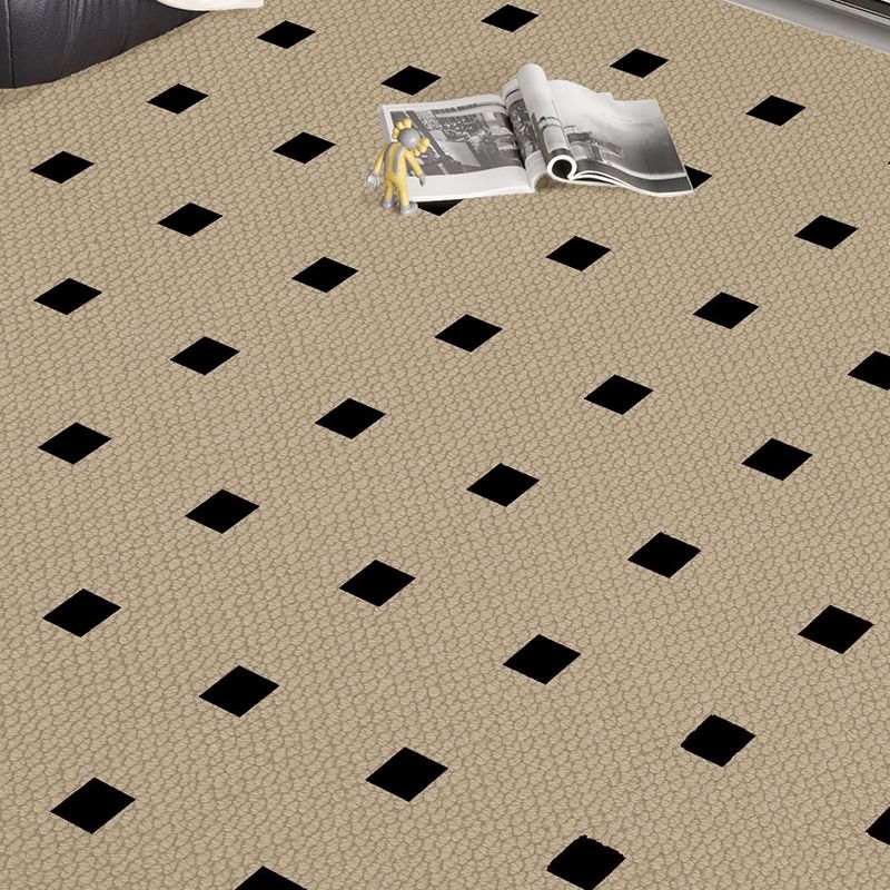 Gray Modern Carpet Polyester Check Pattern Carpet Stain Resistant Carpet for Living Room