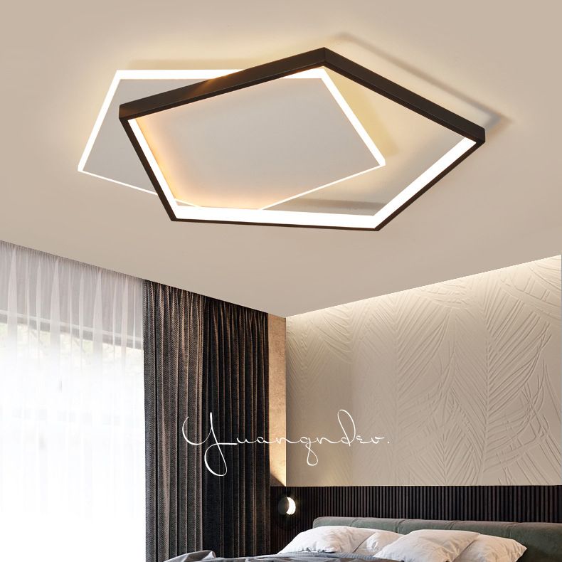 19,5-inch brede dubbele vijfhoekige LED-plafondlamp Aluminium eigentijds inbouwverlichtingsarmatuur in zwart + wit