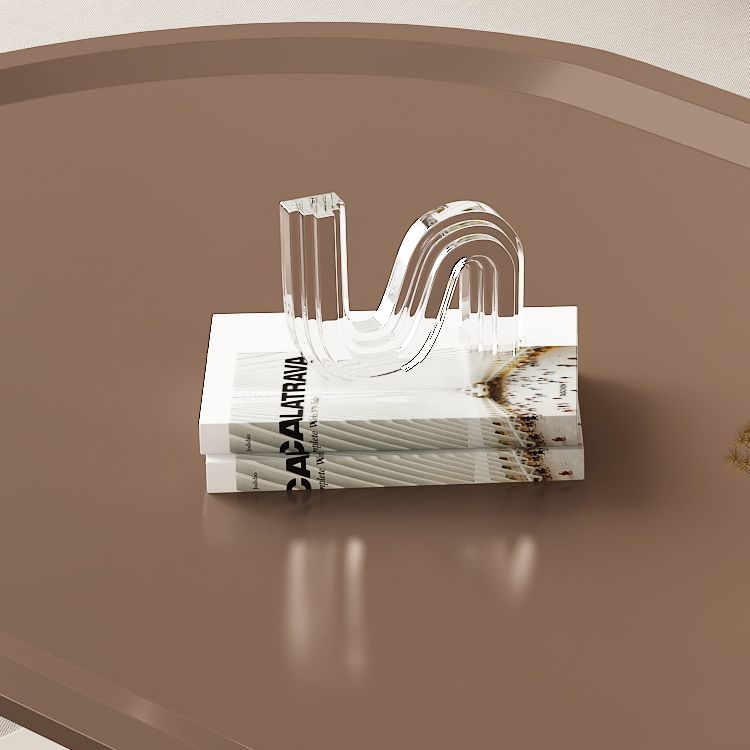 Brown Elliptical Coffee Table 15.7" H 1-Shelf & 1-Drawer Cocktail Table with Acrylic Legs