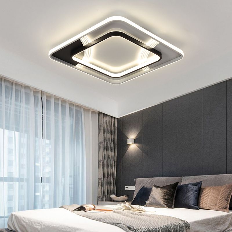 Plafonnier LED minimaliste plafonnier géométrique noir et blanc avec abat-jour en acrylique