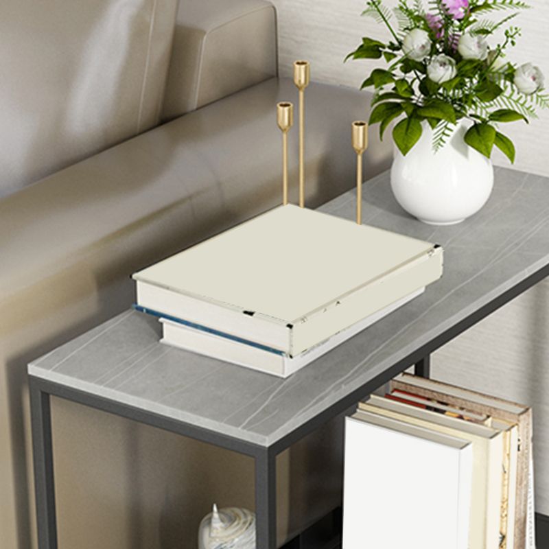 Rectangular Slate Top End Table Modern Shelf Included Side Table - 25.6" W