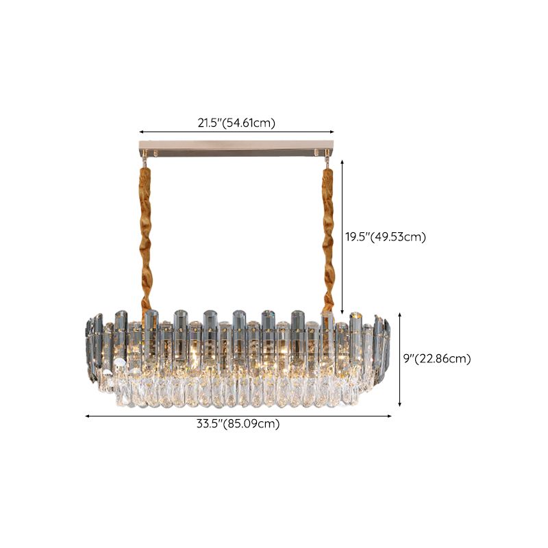 Contemporary Metal Geometric Shape Pendant Light with Crystal Shade for Living Room