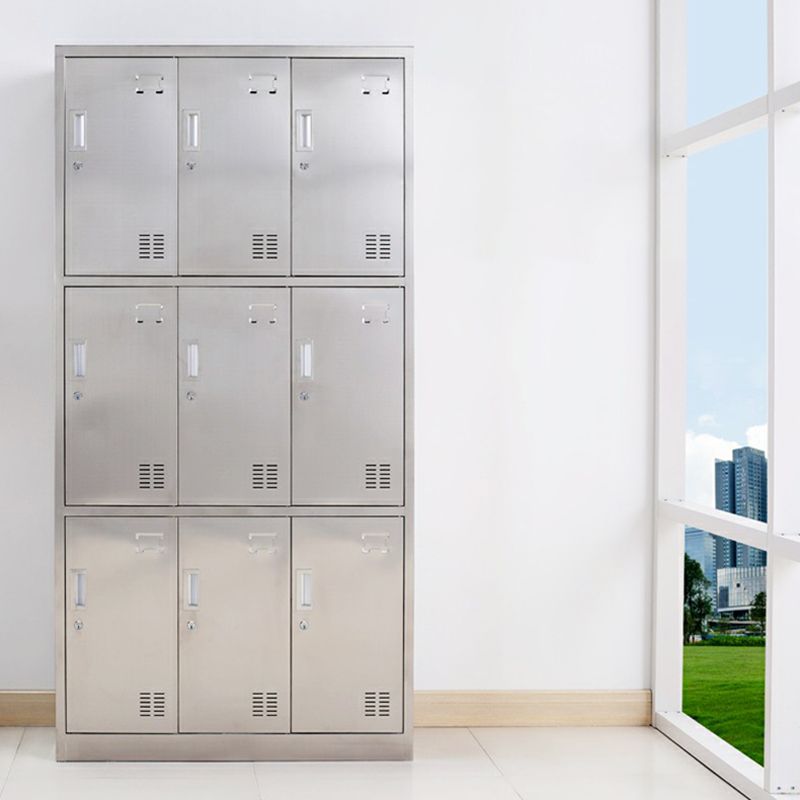 Silver Wardrobe Armoire Industrial Steel Wardrobe Closet with Lock