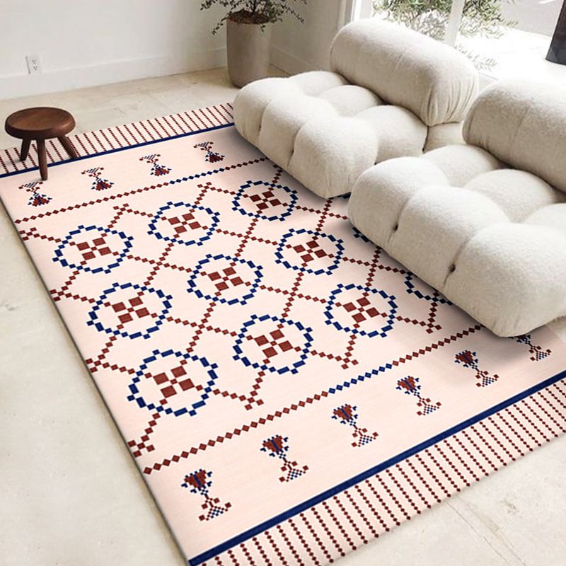 Bohemian Area Carpet Tribal Pattern Indoor Rug Washable Polyester Anti-Slip Carpet for Living Room