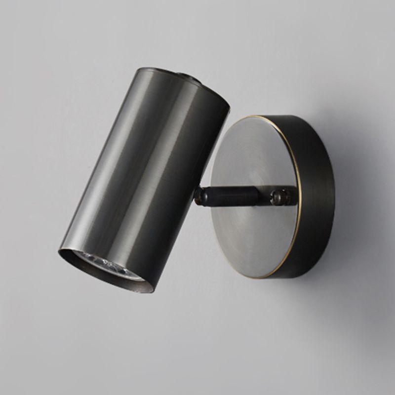 Metal Cylinder Shape Wall Lighting Modern Style 1 Light Wall Light Sconce in Black