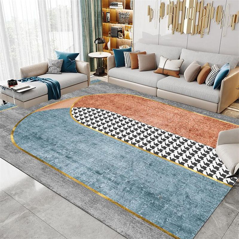 Moderner Farbblockbereich Teppich Orange Polyester Fläche Teppich nicht rutscher Backing Teppich für Wohnkultur