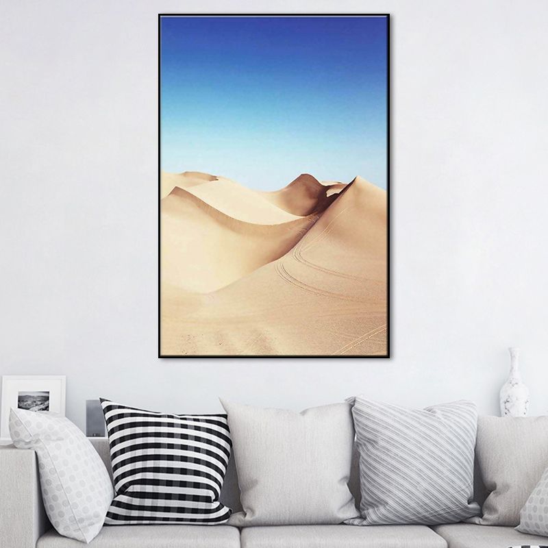 Desert Dunes Landscape Wall Art Print Modernism Textured Dining Room Canvas in Yellow
