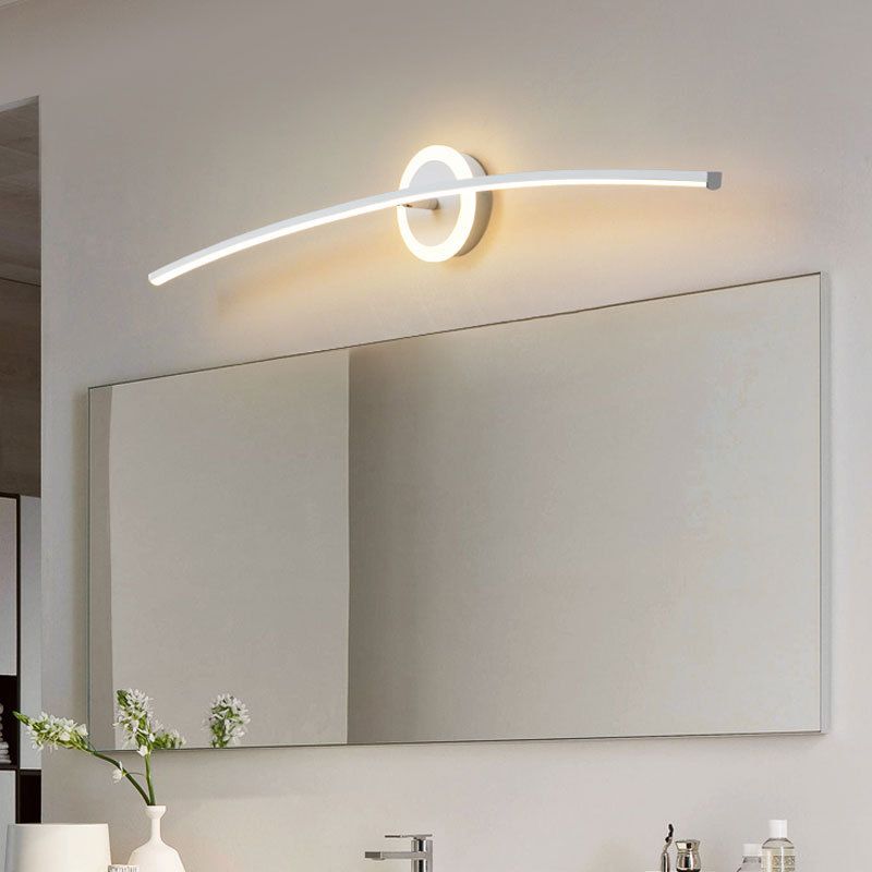 Metal Slim Wall Vanity Light Modern Style 1 Light Vanity Lighting Ideas in White
