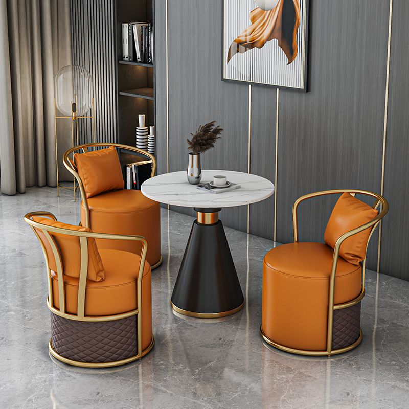 Metaal traditionele luxe ronde binnen tafel gesinterde stenen tafel met voetstukbasis