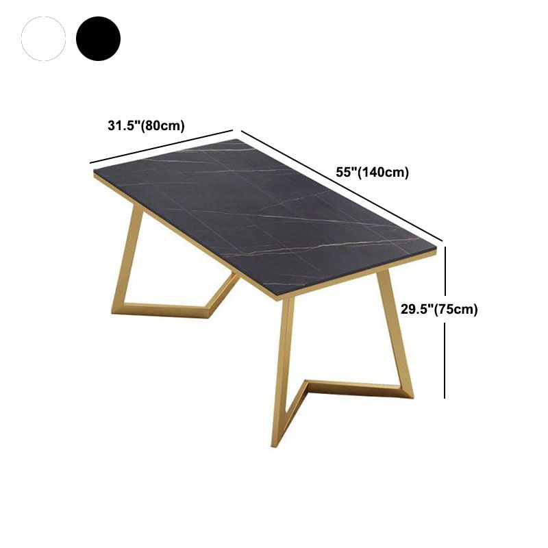 Glam Style 1/5 Pieces Dining Set Rectangle Stone Table Kitchen Set for Dining Room