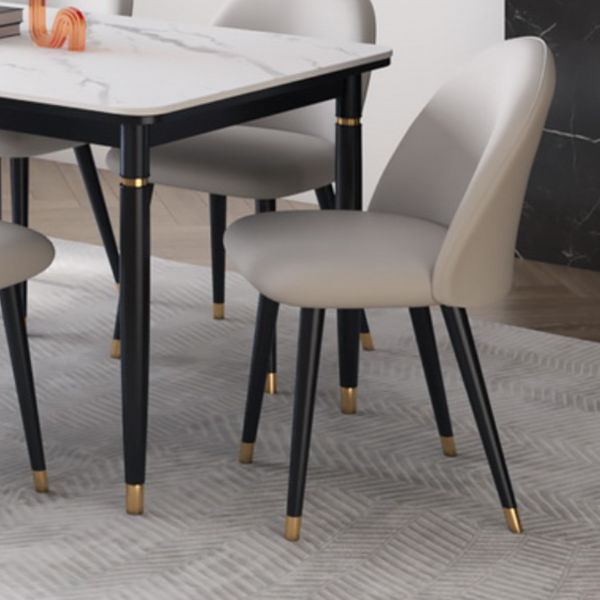 Modern 1/4/5/7 Pieces Dining Set Rectangle Black Base Dinette Set with Stone Top