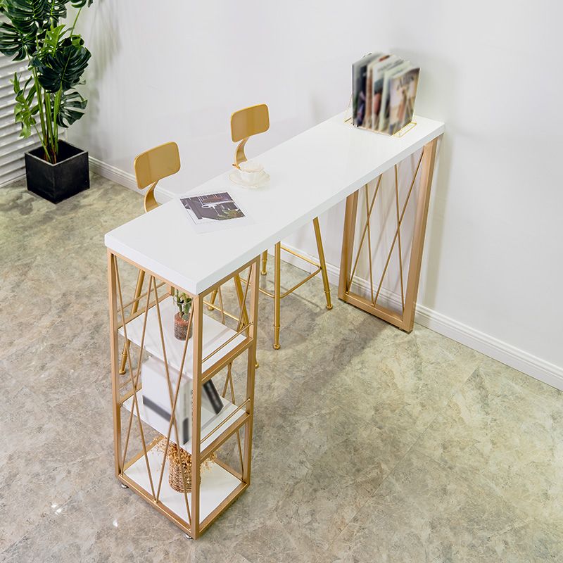 Marble Bar Stool Table with Rectangle Table Top Double Pedestal Table, Only Table