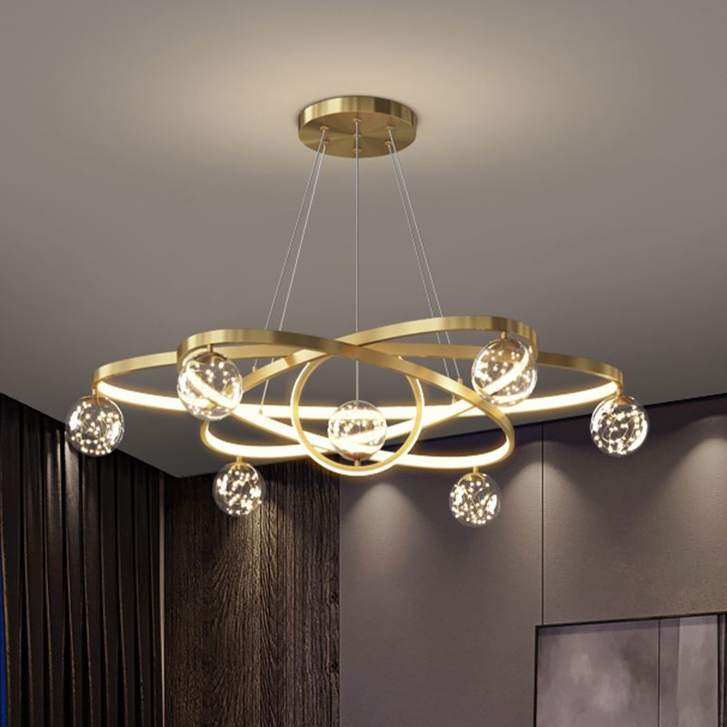 11 Lights Chandeliers Postmodern Metal Glass LED Pendant Lighting for Living Room