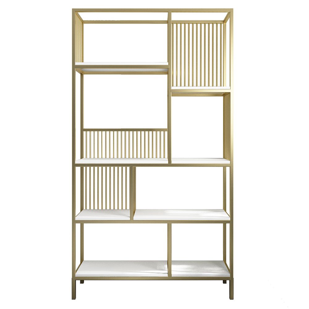 Modern Metel Bookcase Gold Etagere Bookshelf for Living Room 70.9" H X 11.8" W