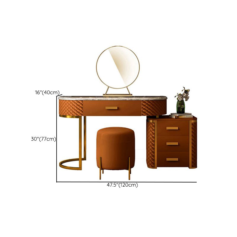 Orange Vanity Set with 5 Storage Drawers 15.74" Wide Make-up Vanity