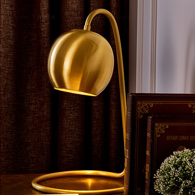 Minimalist Style Table Lamp Brass Spherical Night Table Lamp with Metal Shade