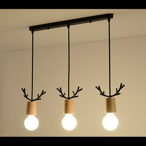 Eetkamer hangend licht licht lampje hangend plafondlicht met geweien houten schaduw