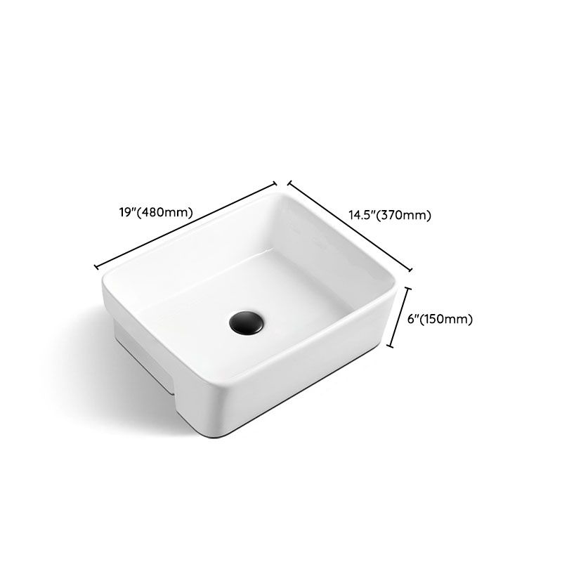 Modern Bathroom Sink Rectangular Vessel Lavatory Sink in White(Not Included Faucet)