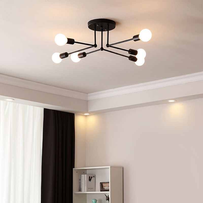 Metaal Modern Semi Flush Mount Verlichting 6 Lichten Sputnik Semi-flush lichte armaturen voor Semi Flush Mount Verlichting