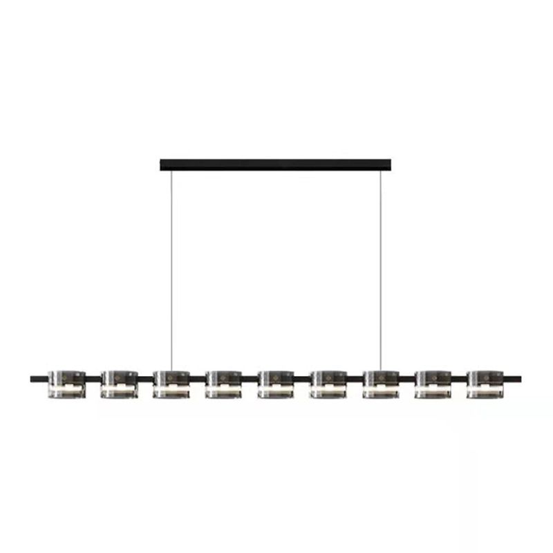 1 Light Chandelier Lighting Fixtures Modern Glass Hanging Lamp Kit in Black