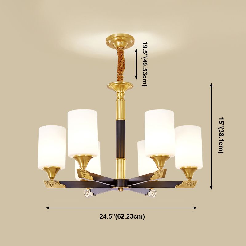 Modern Minimalism Style Cylindrical Hanging Chandelier Copper Ceiling Chandelier