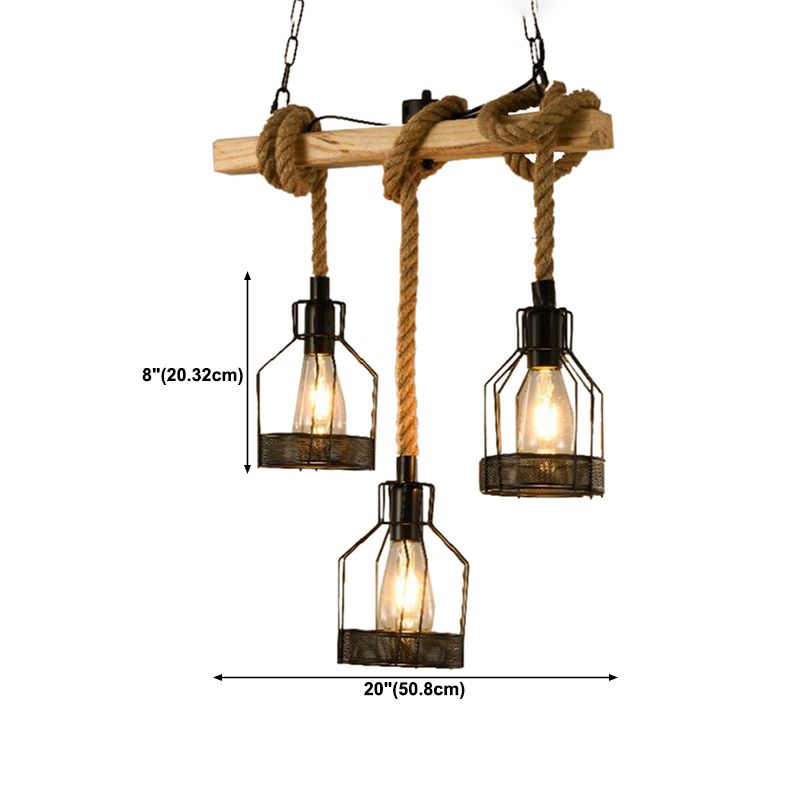 Linear Island Lighting Retro Style Wood Chandelier Lights for Bar