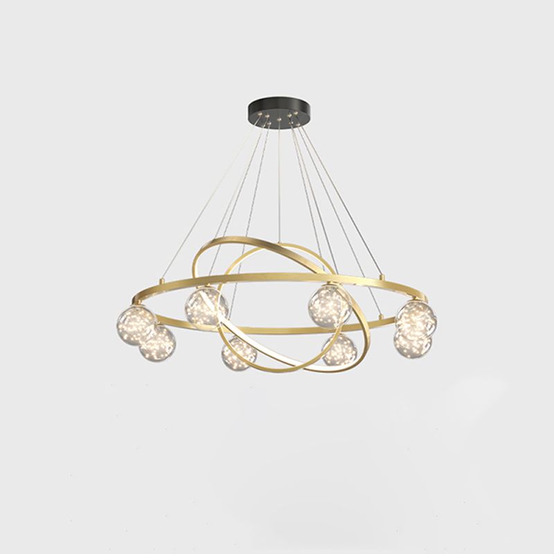 Moderne ring kroonluchter verlichtingsarmaturen multidichte restaurant hangende lamp met bol schaduw