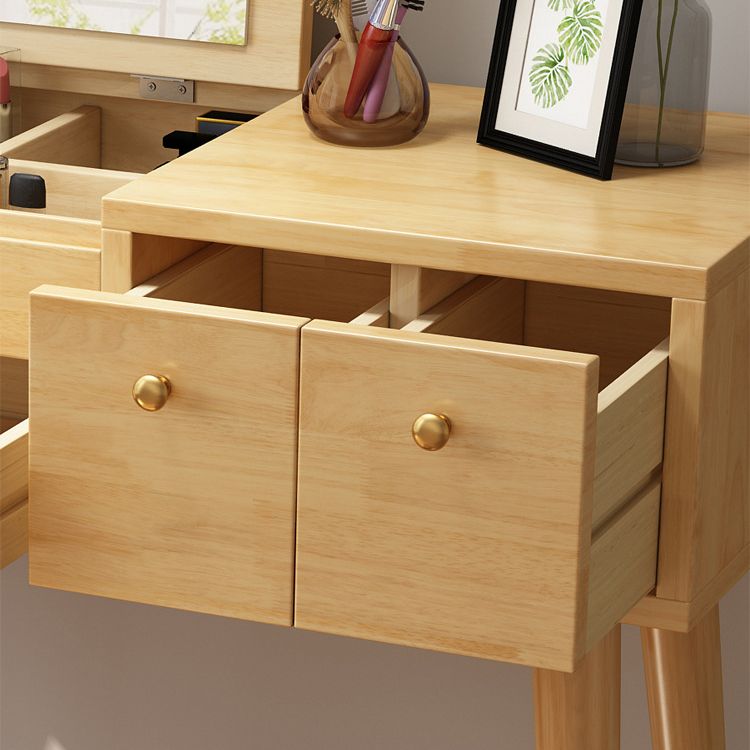 3-Drawer Bedroom Dressing Table Rubberwood Flip-Top Make-up Vanity