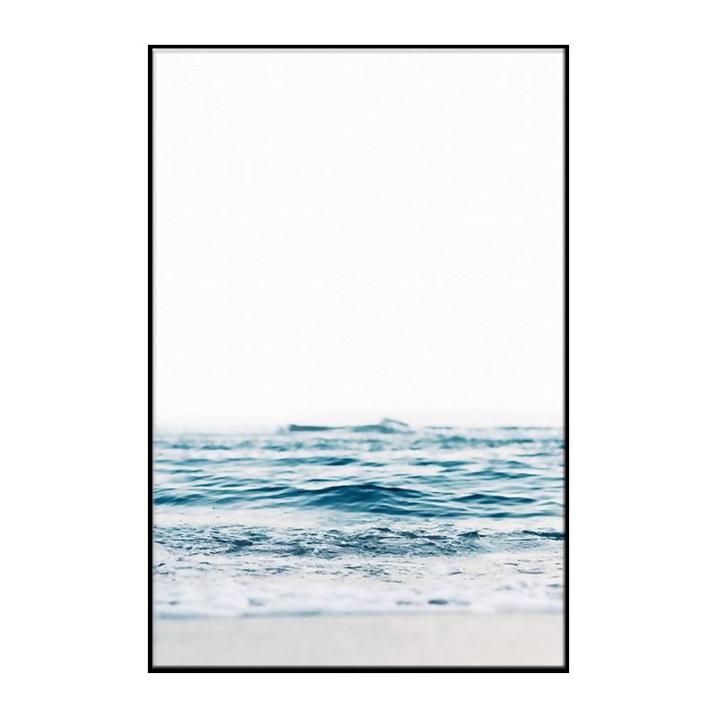 Ocean Waves Print Wall Art Modern Enchanting Seascape Canvas in Light Color for Room