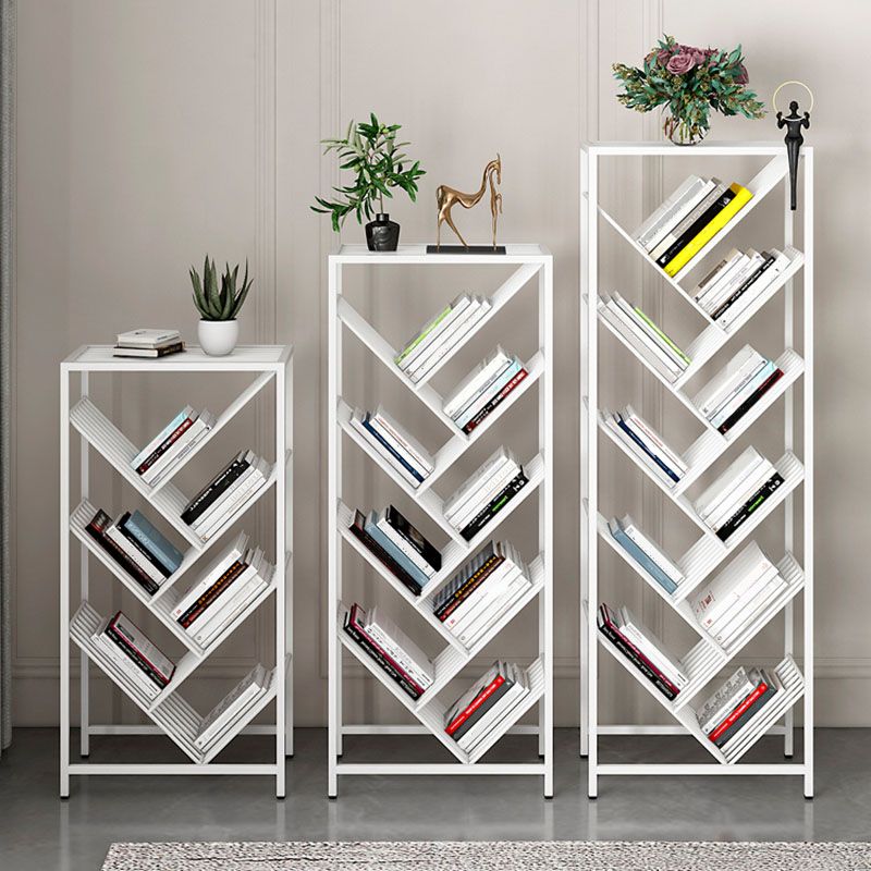 Modern Metal Bookshelf Geometric Open Shelf Bookcase in Burnish