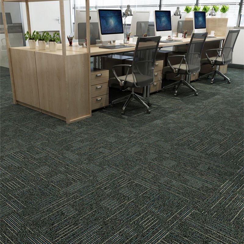 Carpet Tile Fade Resistant Non-Skid Striped Loose Lay Carpet Tile Living Room