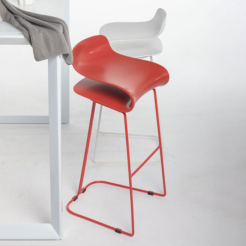 Nordic Stainless Steel Simple Barstool Low Back Indoor Tall Stool with Plastic Seat