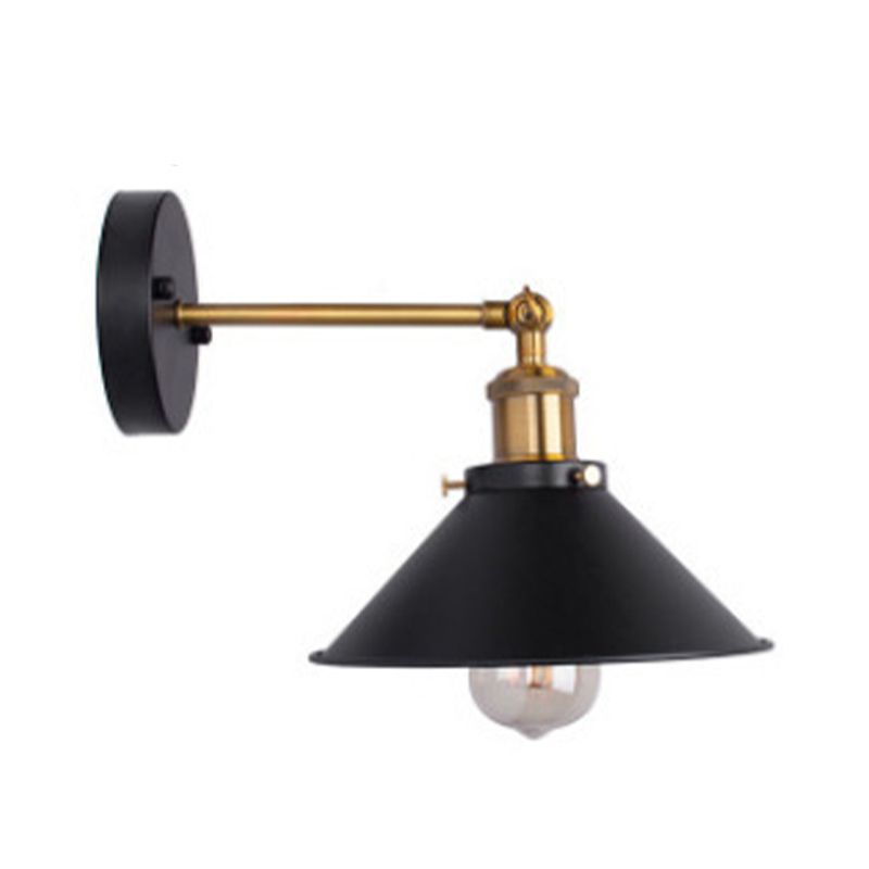 Cone Wall Lighting Industrial Metal 1 Light Rustic Wall Sconces in Black
