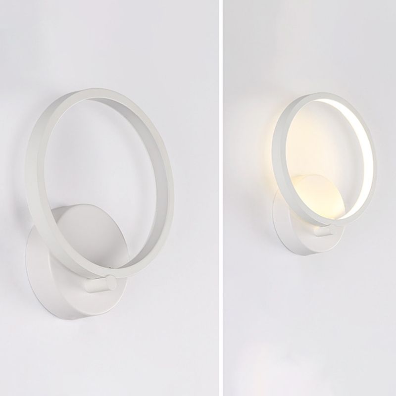 Contemporary LED Sconce Light Fixture Creative Metal Circle Shade Wall Lamp for Bedroom
