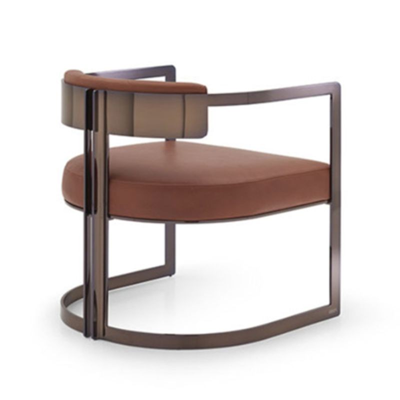 Upholstered Arm Chair Modern Style Dining Chair with Metal Legs