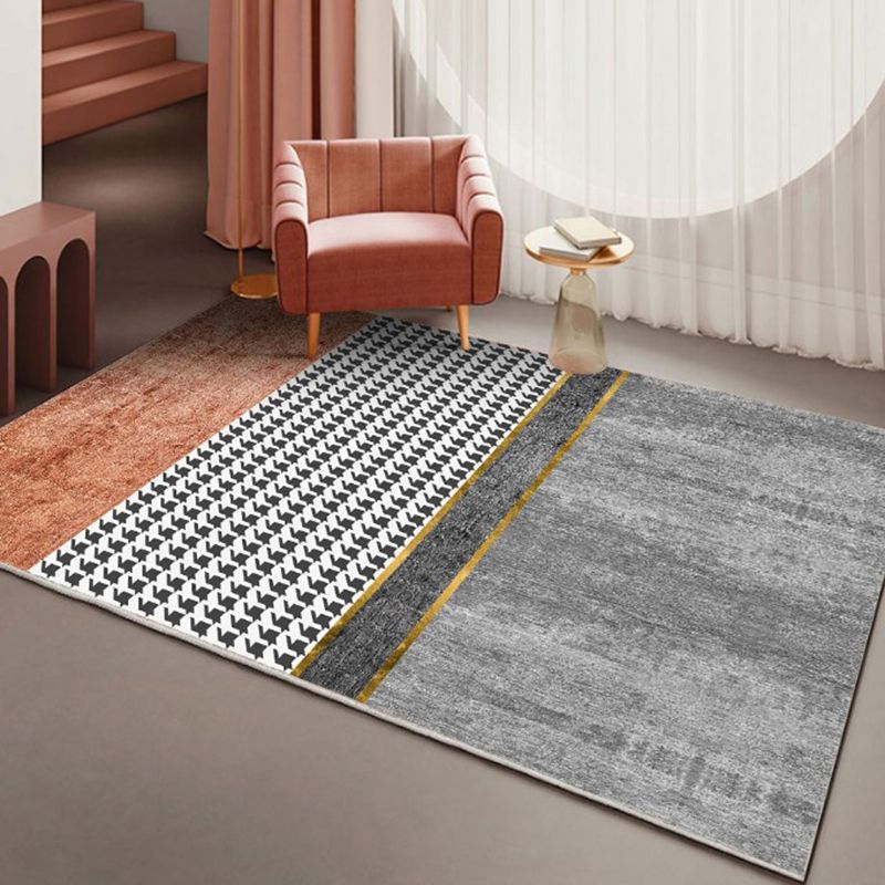 Moderner Houndstooth Muster Teppich Farbe gemischter Polyester Teppich -Fleckenfest -Resistent Innenteppich für Wohnkultur