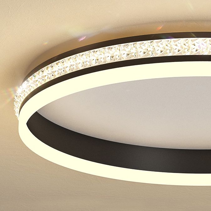 Metal Geometric Flush Ceiling Light Modern 1-Light Flush Mount Lighting in Black