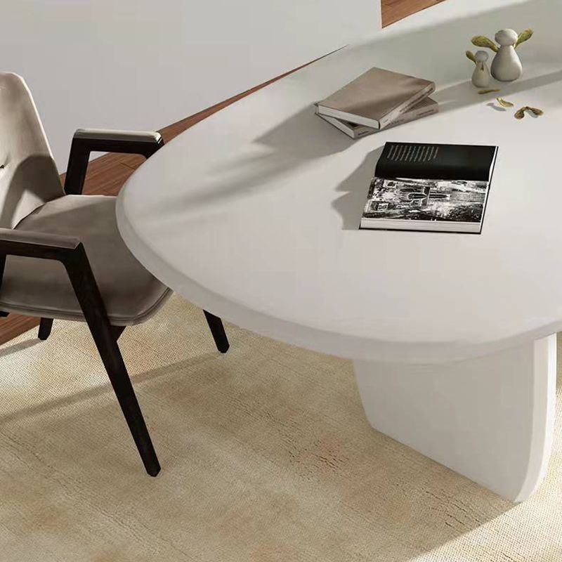 Modern Double Pedestal Table White Oval Dining Table for Home Kitchen