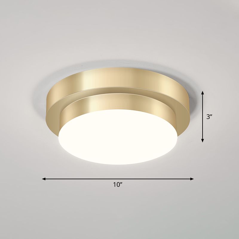 Geometric Small Aisle Ceiling Light Metal Simplicity LED Flush Mount Fixture in Gold