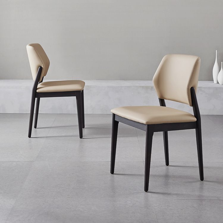 Ash Wood Legs Side Chair Modern Armless Dining Chairs with Upholstered