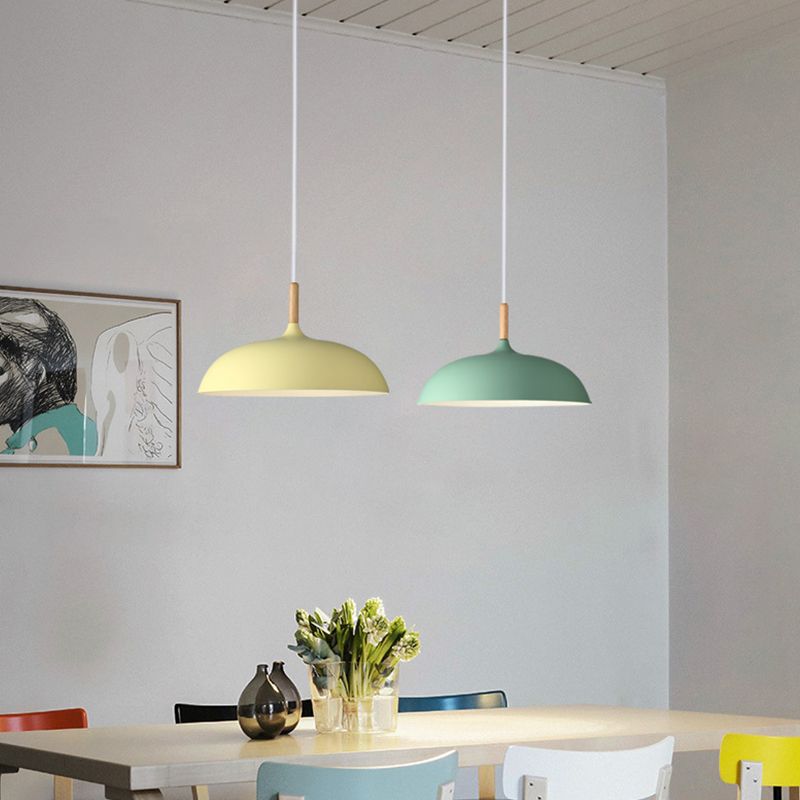 Pot Cover Shade Hanging Lighting Modern Macaron Style Metal 1 Pendant Light Pendant pour le chevet