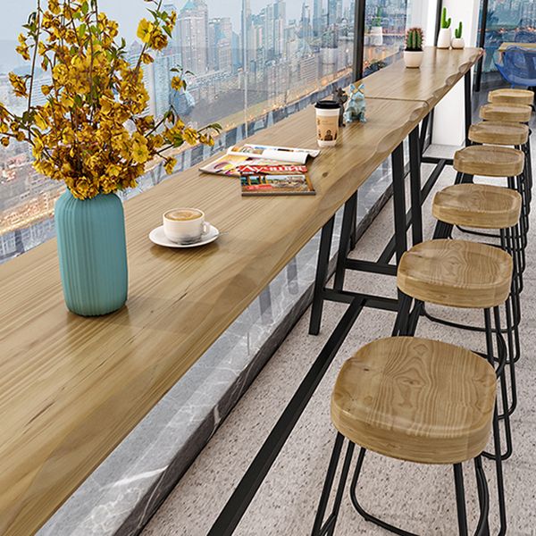 Solid Wood Rectangular Table, Modern Style Home Milk Tea Shop Bar Table