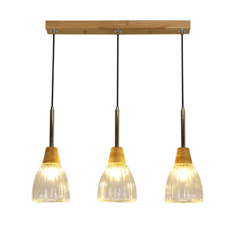Geometrisches Glas hängend hängendes Holz zeitgenössischer Stil Anhänger Licht für Küche