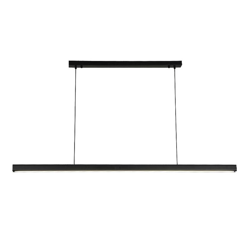 Modern Metal Island Light Strip Colgante de isla LED negra para comedor