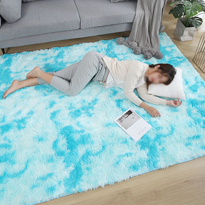 Trendy Modern Tie-dyed Indoor Rug Comfort Shag Rectangle Rug Polyester Stain Resistant Carpet for Living Room